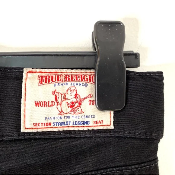 True Religion Starlet High Rise Legging Jeans Black Stretch Pull-On Denim - Picture 6 of 6